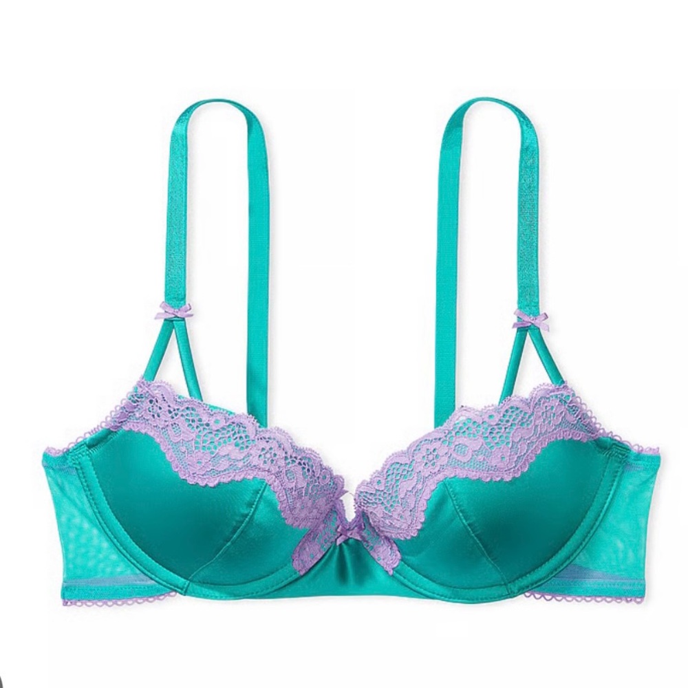 Victoria's Secret Teal and Lavender Lace Bra